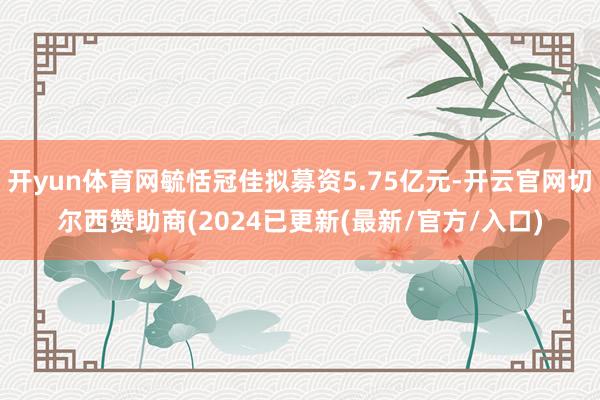 开yun体育网毓恬冠佳拟募资5.75亿元-开云官网切尔西赞助商(2024已更新(最新/官方/入口)