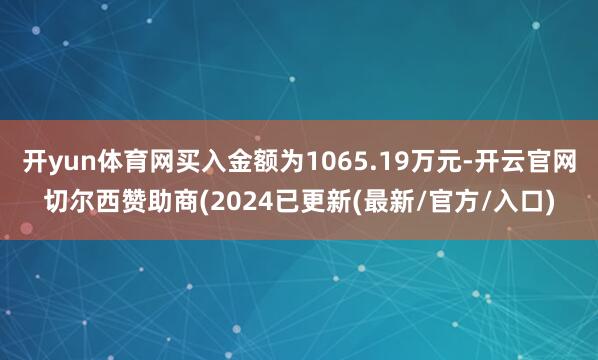 开yun体育网买入金额为1065.19万元-开云官网切尔西赞助商(2024已更新(最新/官方/入口)