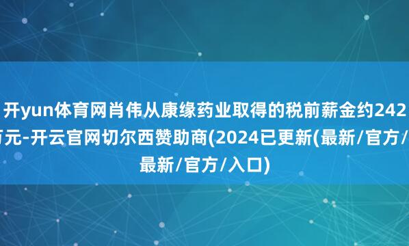 开yun体育网肖伟从康缘药业取得的税前薪金约242.06万元-开云官网切尔西赞助商(2024已更新(最新/官方/入口)