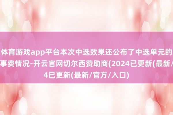 体育游戏app平台本次中选效果还公布了中选单元的含税预估处事费情况-开云官网切尔西赞助商(2024已更新(最新/官方/入口)
